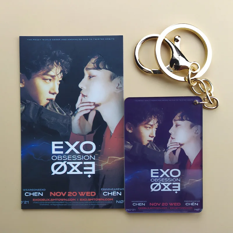 Kpop EXO новый альбом одержимость CHANYEOL KAI CHEN BAEKHYUN SEHUN SUHO брелок акриловое кольцо для
