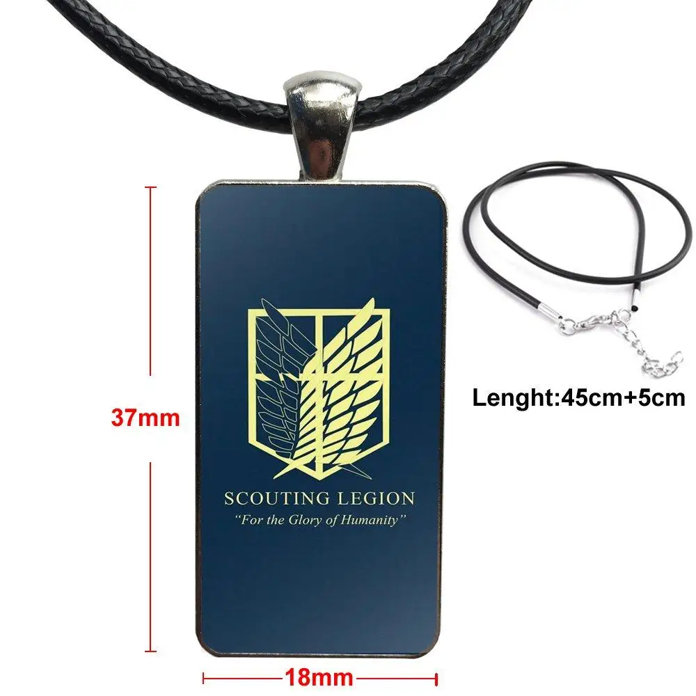 

For Women Choker Glass Pendant Necklace Handmade Half Pendant Rectangle Necklace Anime Attack On Titan Survey Corps Wings