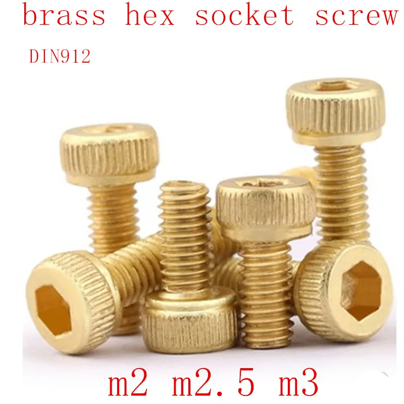 

10 шт M2 M2.5 M3 Чистая латунь DIN912 Шестигранная головка болт