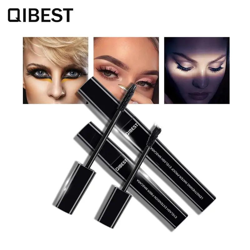 QIBEST новые волокна ресниц тушь для Набор Водонепроницаемый Rimel 3d расширение