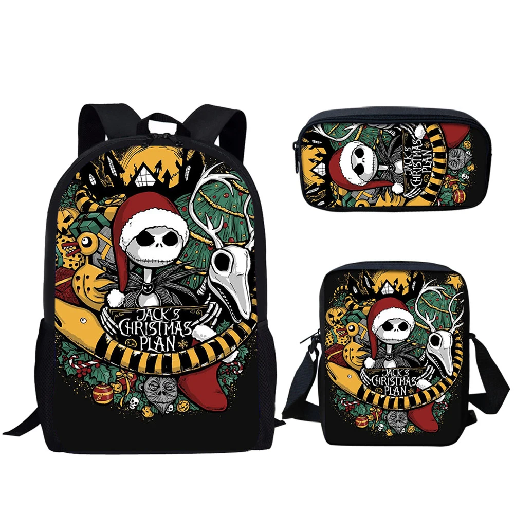 

Cartoon Jack Skull 3D Print Student School Bags Set For Girls Boys Children Book Skull Gothic Bag Women Kids Backpack Schoolbags