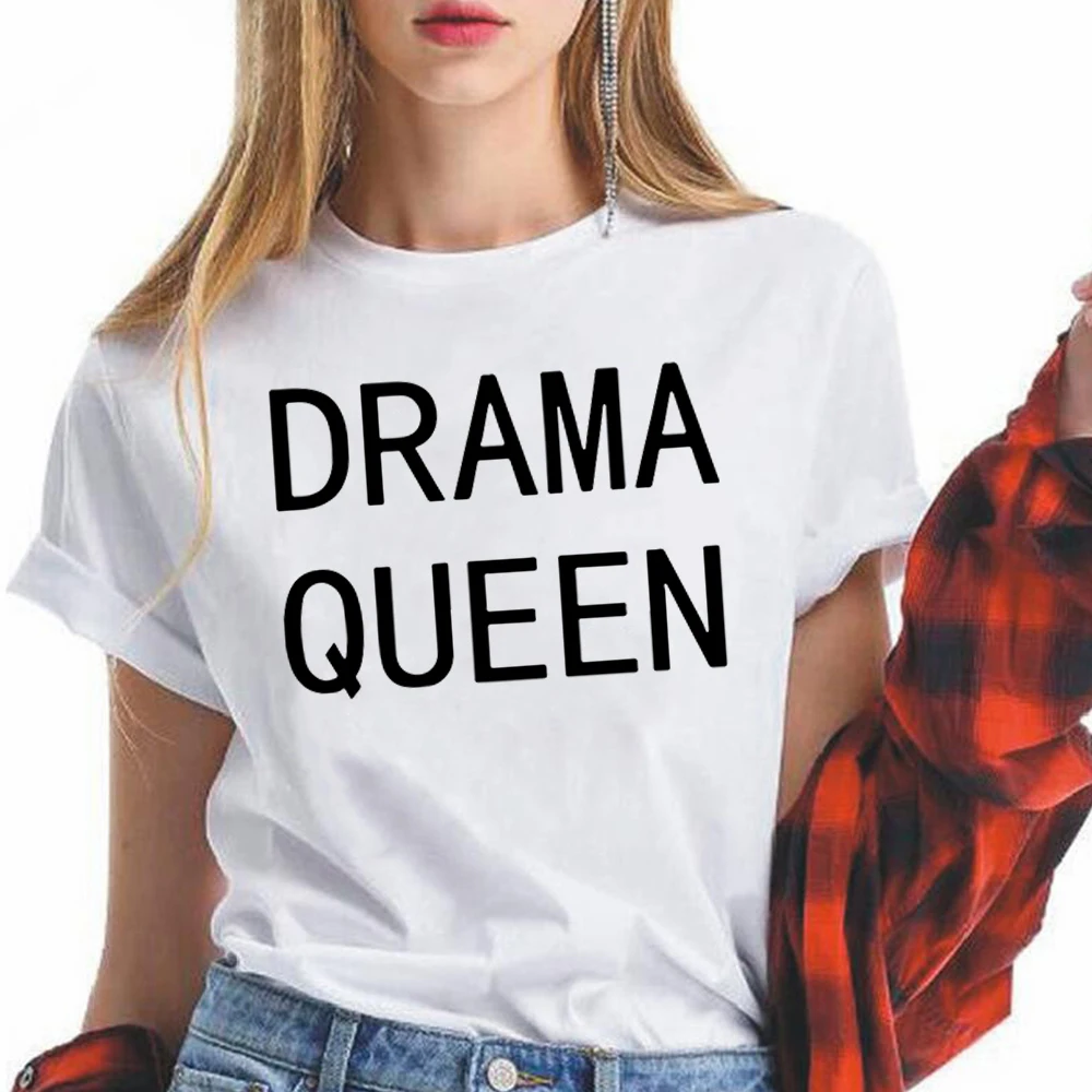 DRAMA QUEEN футболка с рисунками букв для женщин летних повседневных топов до смерти