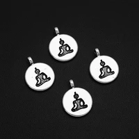 20pcslots 15x19mm antique silver plated buddha charms yoga pendants for keychain jewellery making supplies parts handmade kit
