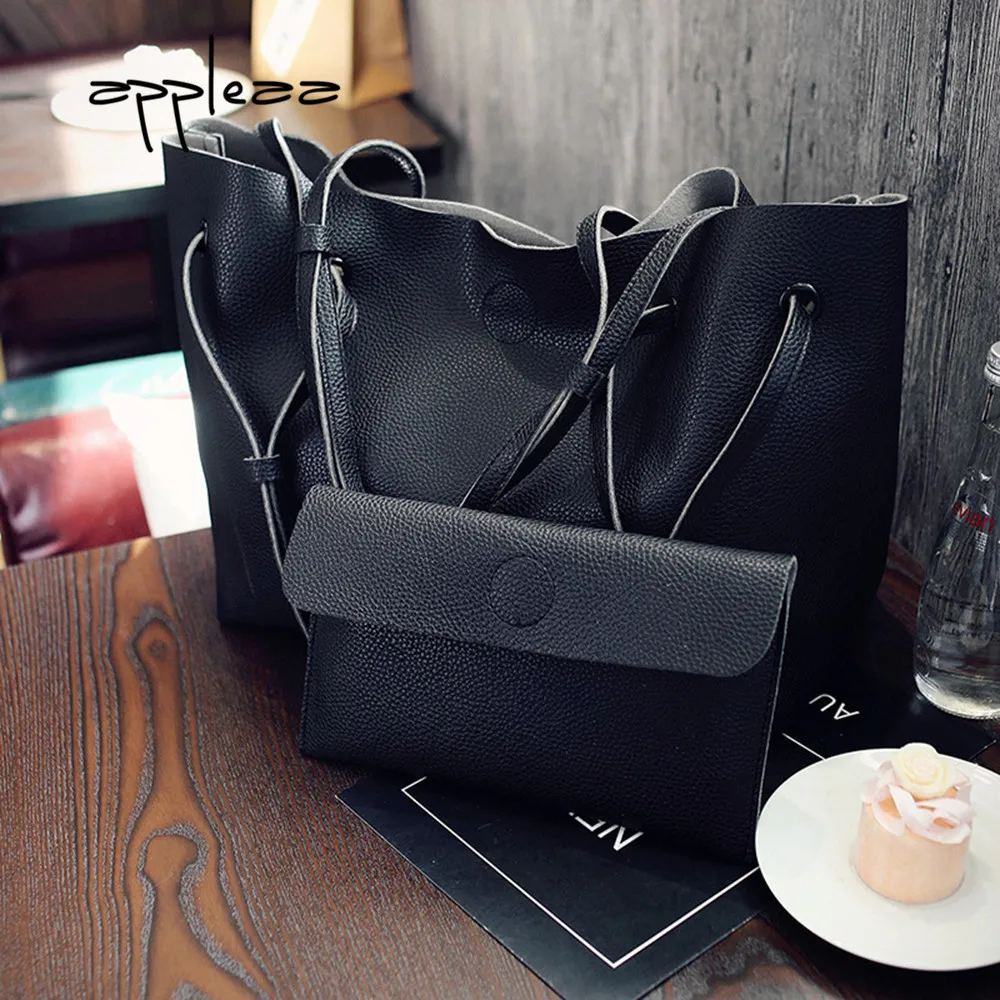 Сумка 2019Top модная женская кожаная сумка с рисунком личи на плечо + клатч кошелек