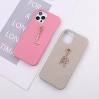 custom name real leather cowhide phone shell case for iphone 11 12 13 pro mini max x xr xs 7 8plus pendant metal letters cover