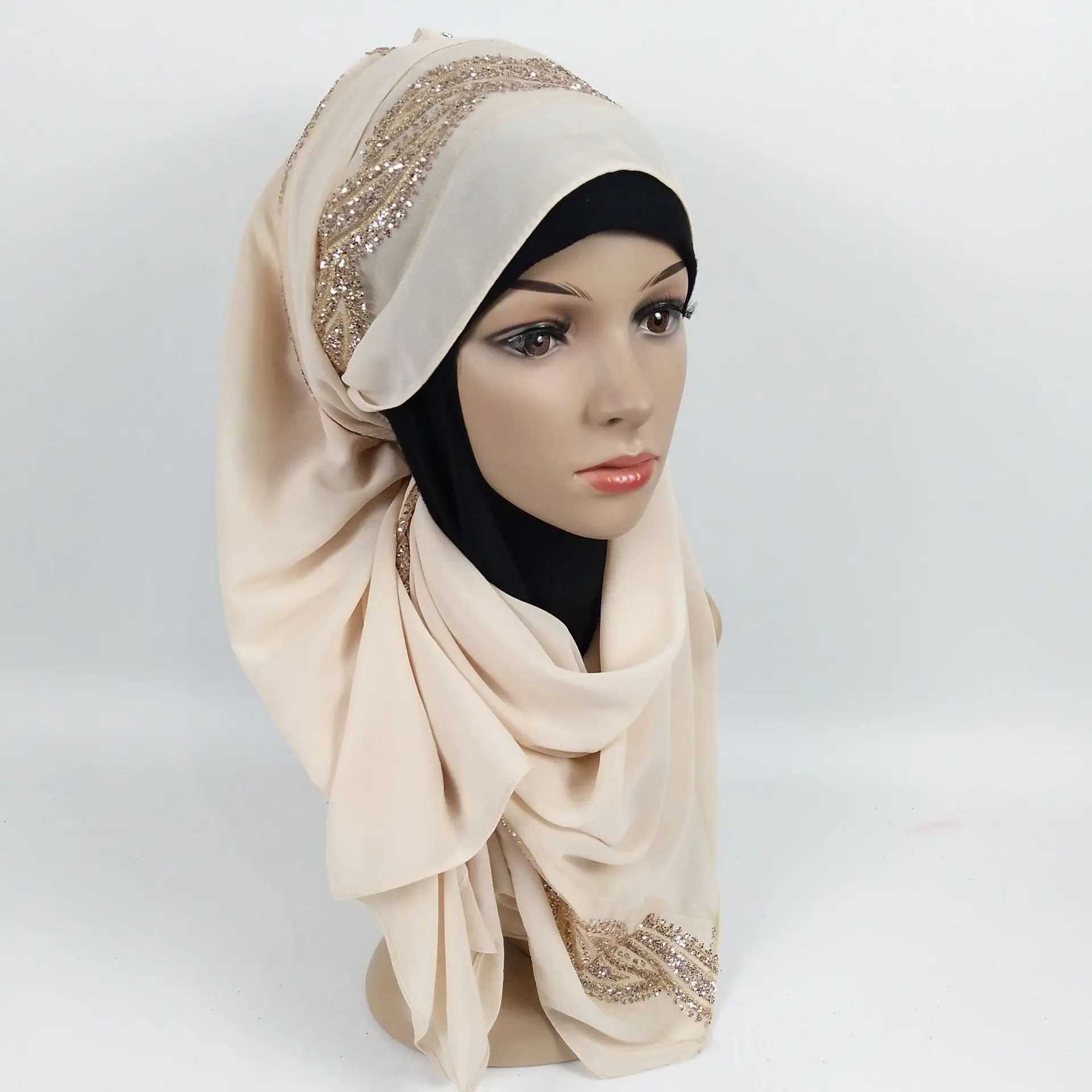 1 шт. Женская однотонная блестящая шифоновая Роскошная шаль глушитель повязка