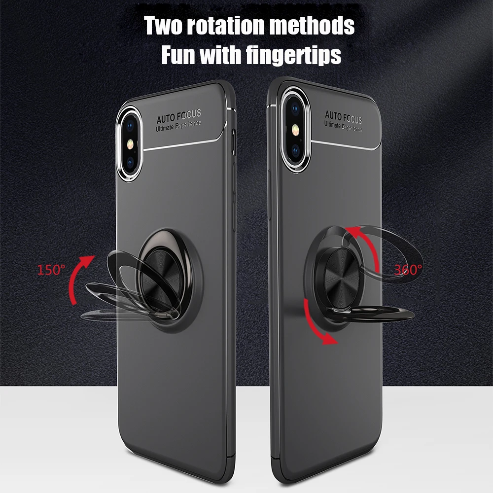 Роскошные магнитные чехлы для телефонов с кольцом на палец iphone X XS max