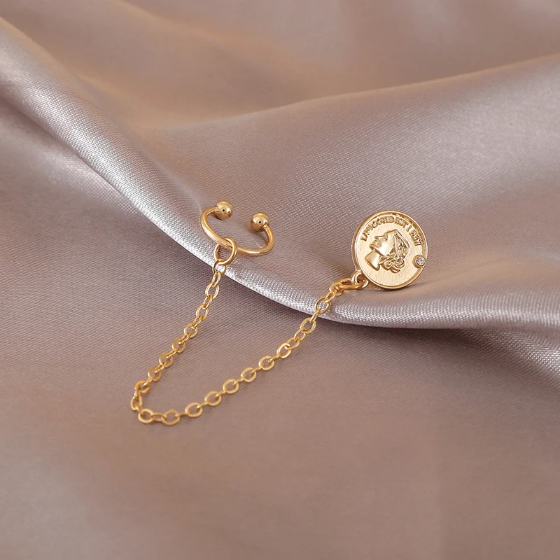 Богемные геометрические круглые золотые серьги-гвоздики с монетами для женщин