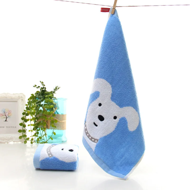 Cotton Twistless Yarn-dyed 34*34 Puppy Head Cartoon Hook Kindergarten Children's Towel | Дом и сад
