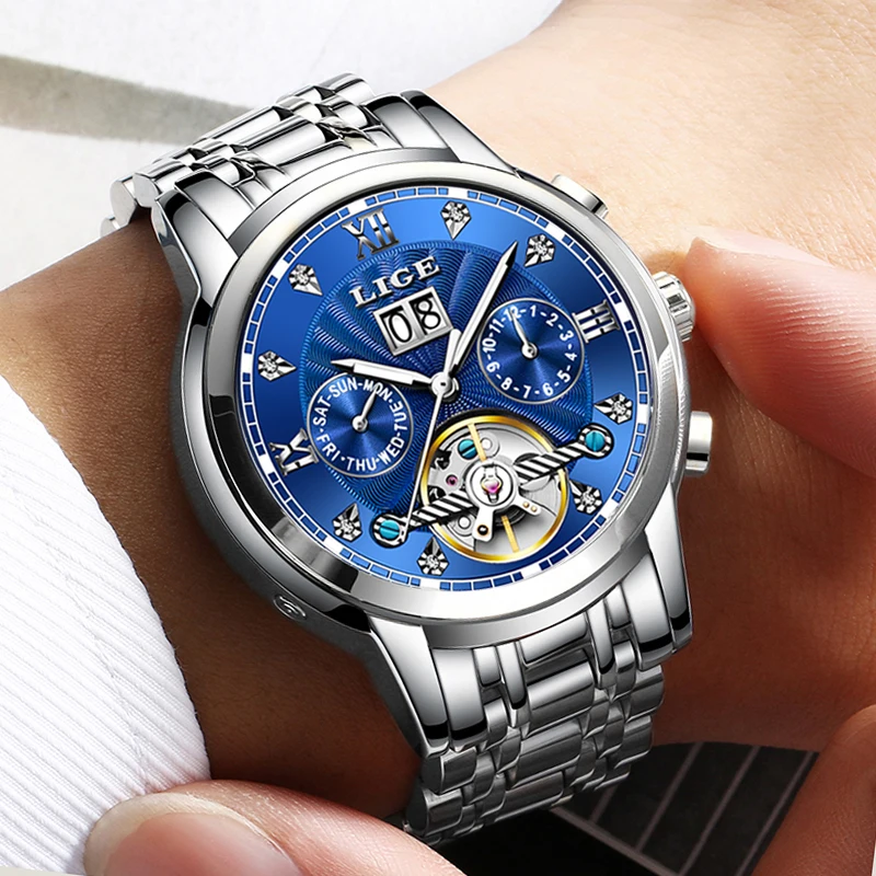 Relogio Masculino LIGE Мужские часы механические Tourbillon Роскошные модные брендовые