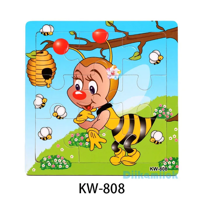 KW-808 Распродажа, 9 деревянных пазлов, познавательные животные и транспортные средства, пазлы для детского сада, детские развивающие игрушки, детские деревянные игрушки, подарки - Цвет: KW-808