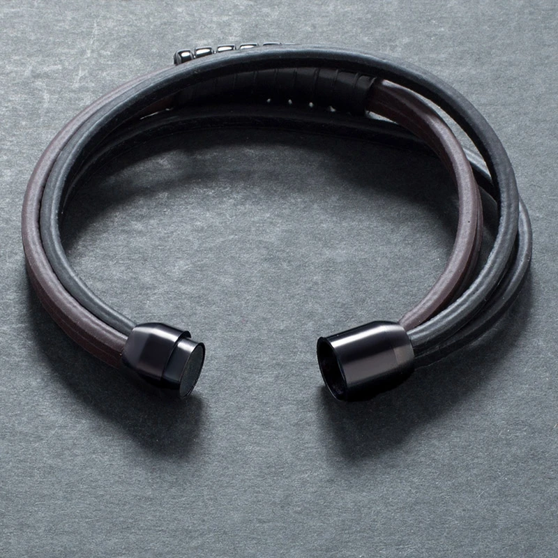 Модные мужские браслеты многослойный кожаный браслет мужская мода панк ручная