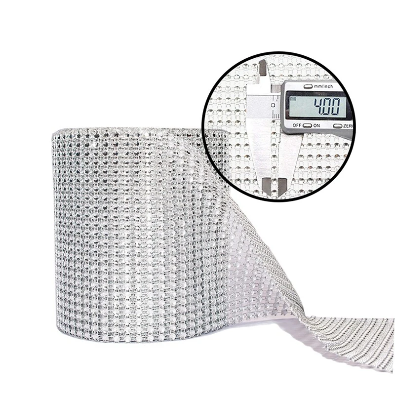

Bling Rhinestone Diamond Ribbon, Silver Bling Diamond Wrap Ribbon for Event Decorations, Wedding Cake, Bridal & Party Decoration