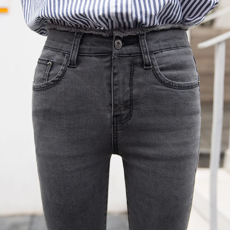 

Autumn Women High Waist Slim Pencil Jeans Lady Leggings Straight Long Pants Female Streetwear Skinny Cropped Denim Trousers