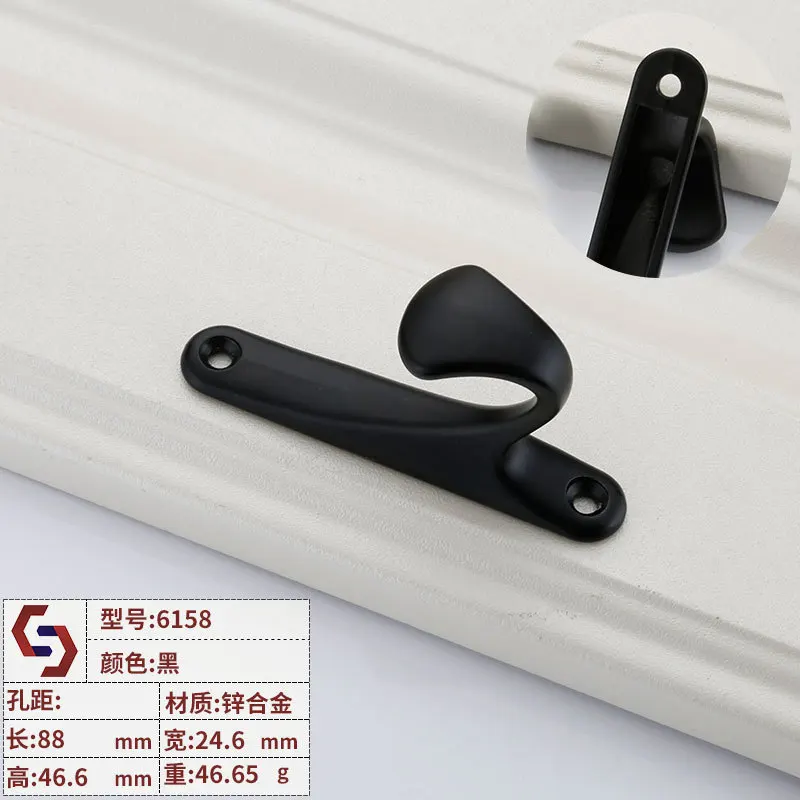 

Modern Simple Clothes Hook Door Back Clothes Hanging Integrated Single Hook Black and Silver Perforated Door and Window Clothes