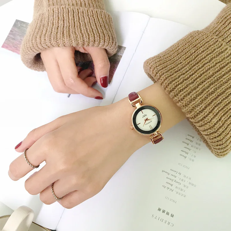 

Luxury new women ladies dress watches fashion casual female wristwatches analog quartz woman clock with vintage leather band