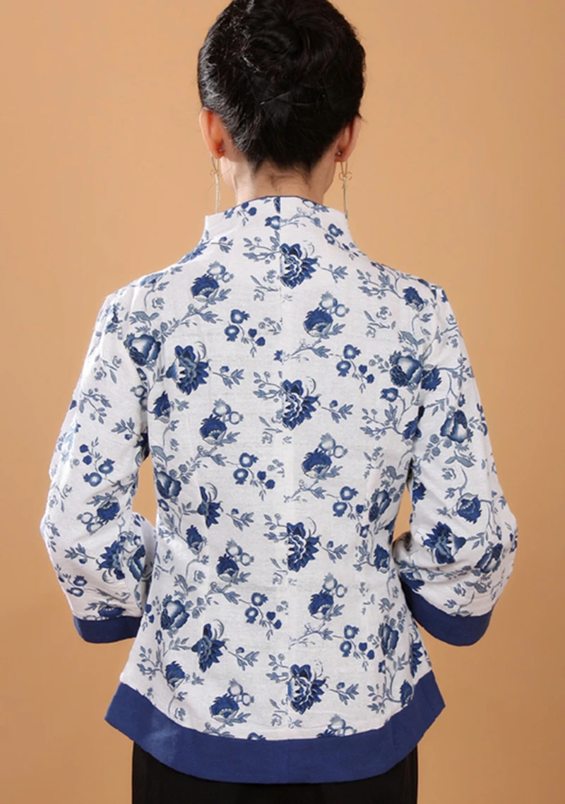 Китайский топ Женская куртка традиционный Топ Ципао рубашка китайский с длинным