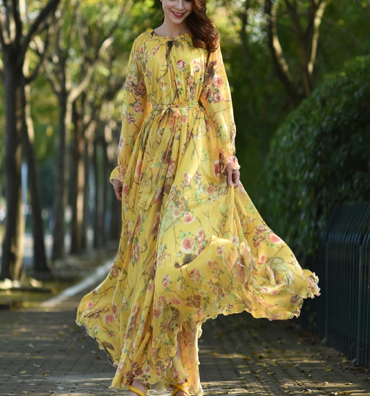 Свободное шифоновое Модное Длинное Платье летняя одежда Абая мусульманская