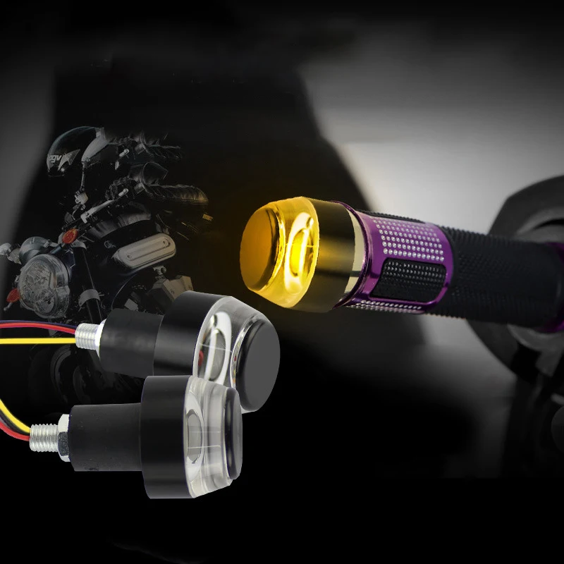 

2PCS Motorcycle LED Handlebar End Turn Signal Light DC 12V White Yellow Hand Lamp