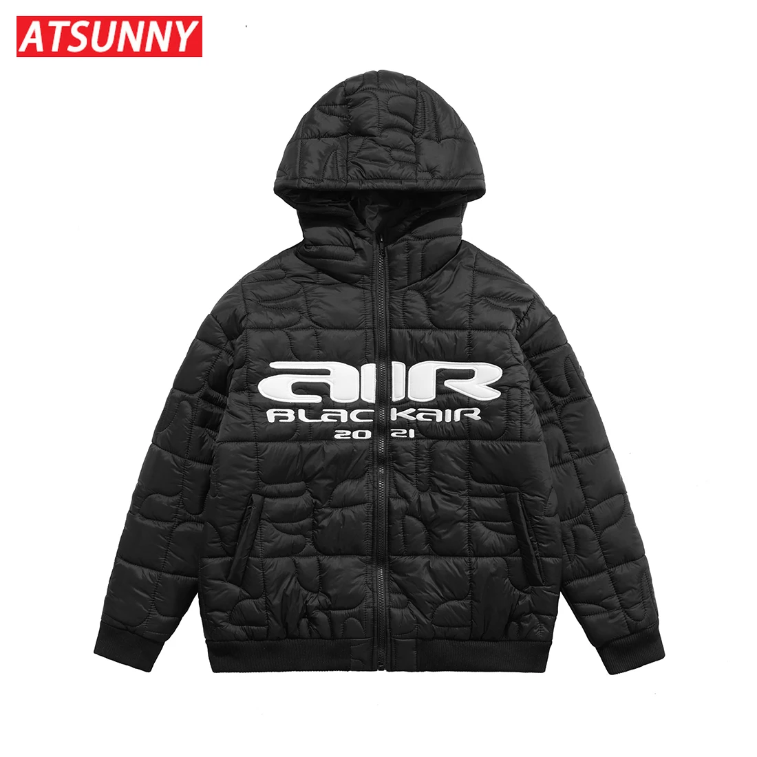 ATSUNNY Solid Color Thicken Parkas American Retro Street Liner Hooded Jacket Couple Thicken Autumn and Winter Coat Streetwear