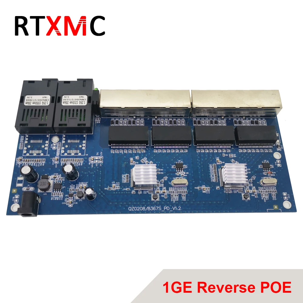 Обратное POE Питание 2G8 RJ45 гигабитный Ethernet коммутатор 2*1 25G волоконный порт SC разъем