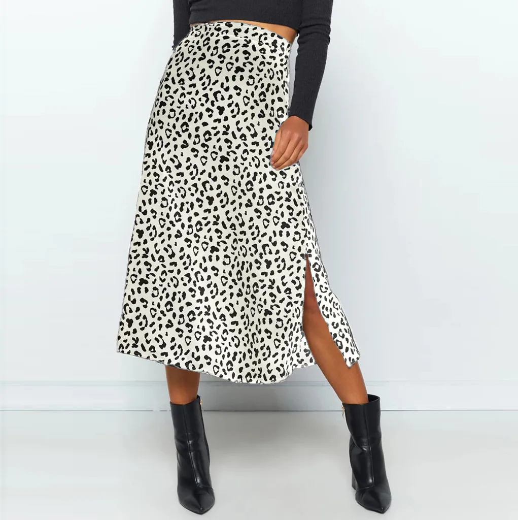 Women Leopard Print Skirt Fashion Summer High Waist Casual Aysmmetric Jan20 | Женская одежда
