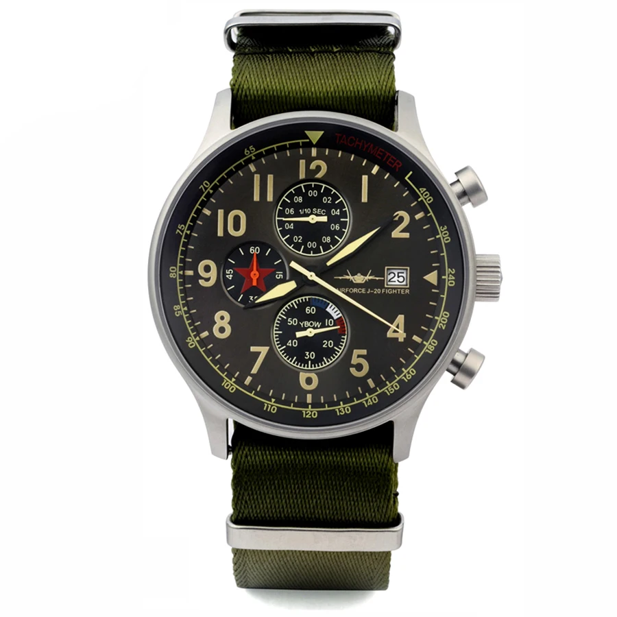 

Новинка 2021, модные мужские спортивные часы-хронограф, уличные водонепроницаемые кварцевые часы-пилот из нержавеющей стали размером 50 м