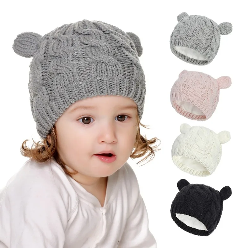 Gorro de punto con orejas para beb&eacute;, gorro c&aacute;lido para beb&eacute;, gorros para beb&eacute;-5