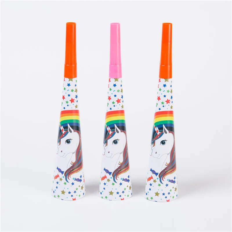 Horn-6pcs Вечерние украшения в виде единорога на день рождения, детские товары для вечеринок, бумажное украшение для свадьбы, соломинки, чашки для вечеринки, баннер, детский душ - Цвет: Horn-6pcs