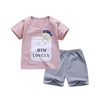 2021 new kid boy girl clothes baby pajamas summer cotton short sleeve t shirt short pyjamas set cartoon children sleepwear