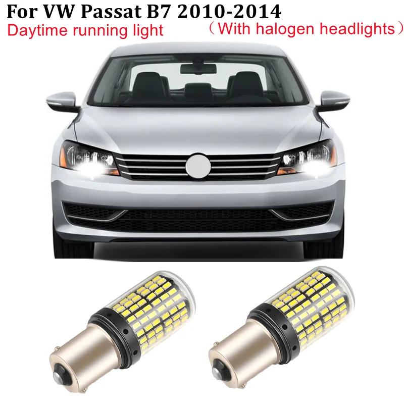 

2X Car LED DRL Driving Daytime Running Day Light For Volkswagen VW Passat B7 2010-2014 1156 P21W BA15S DRL Bulb