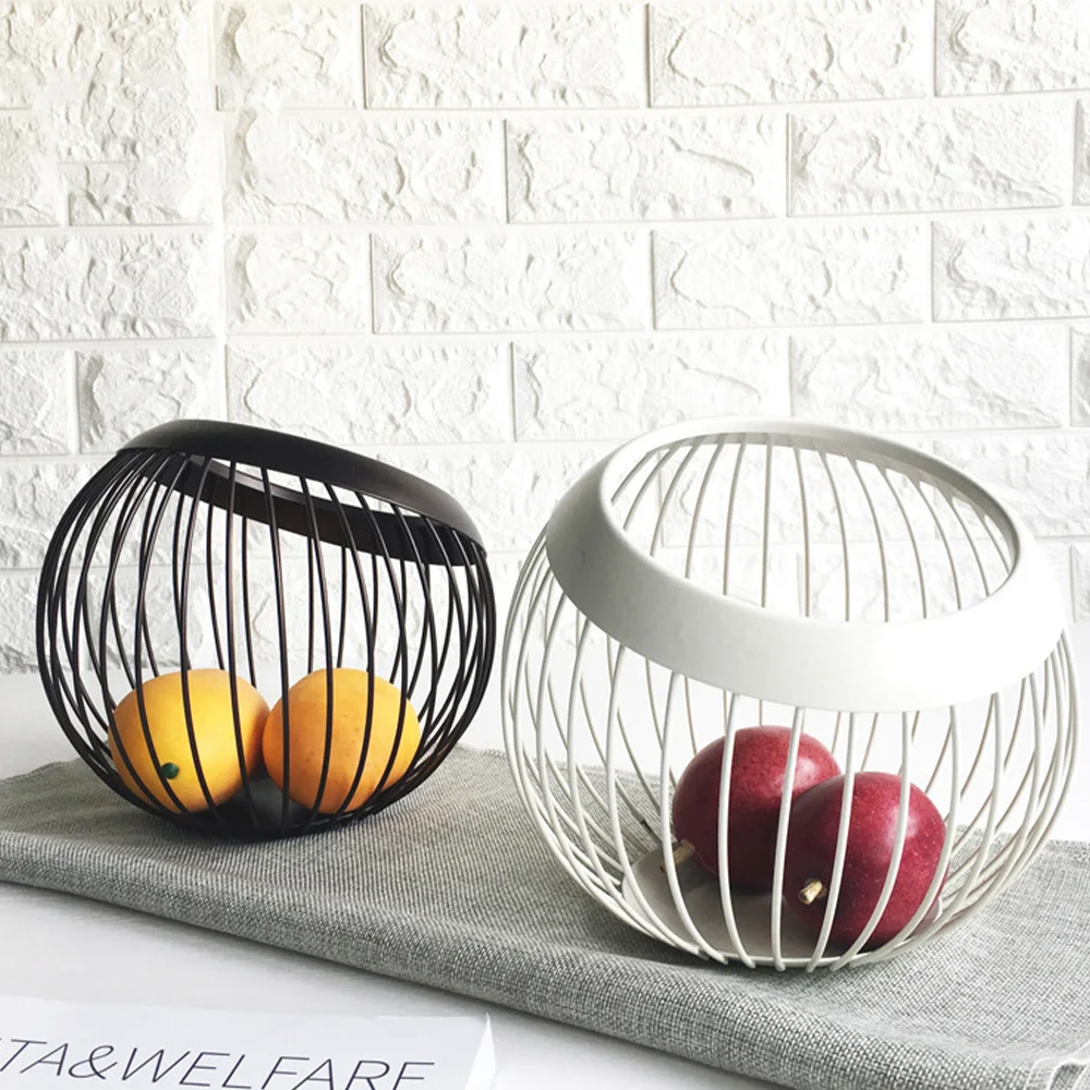 

Metal Fruit Vegetable Storage Bowls Kitchen Eggs Baskets Holder Nordic Minimalism Fruit Plate Drain Basket Modern Home Storage