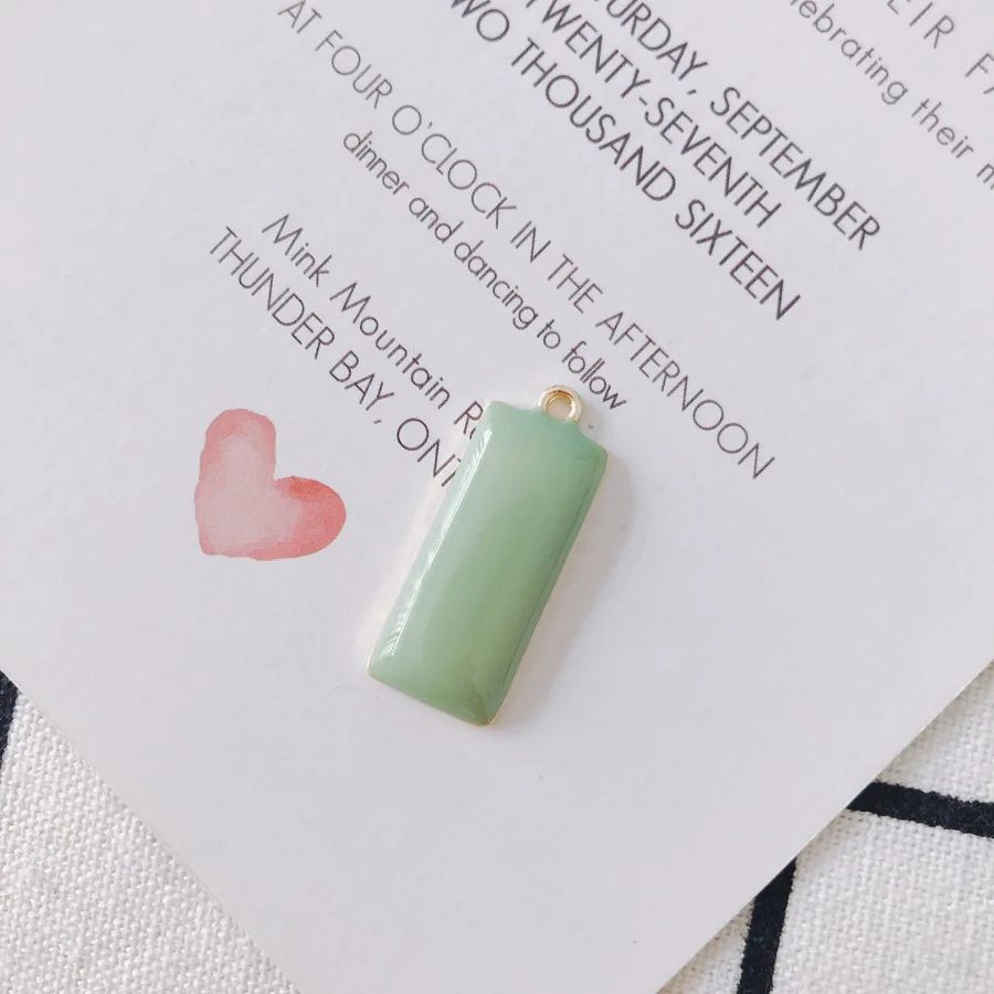 

New Arrival 20pcs 11*28mm Enamel Alloy Geometry Rectangle Necklace Pendants Gold Tone Dripping Oil Fashion Earring Charms