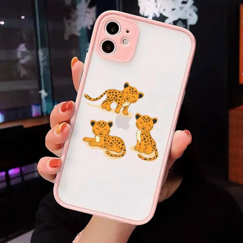 

Leopard cartoon cute Phone Cases matte transparent For iphone 7 8 11 12 plus mini x xs xr pro max cover