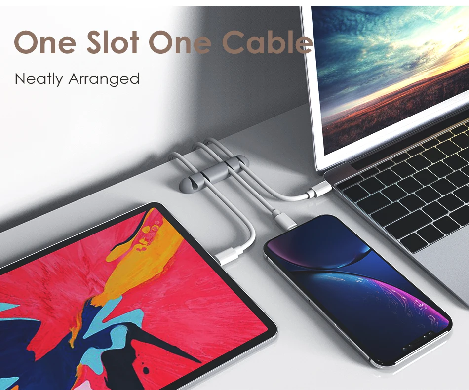 ACCEZZ 4 отверстия USB Кабельный органайзер Winder управление зажимы офис Настольный Телефон держатель для наушников Мышь Клавиатура провода Шнур Winder
