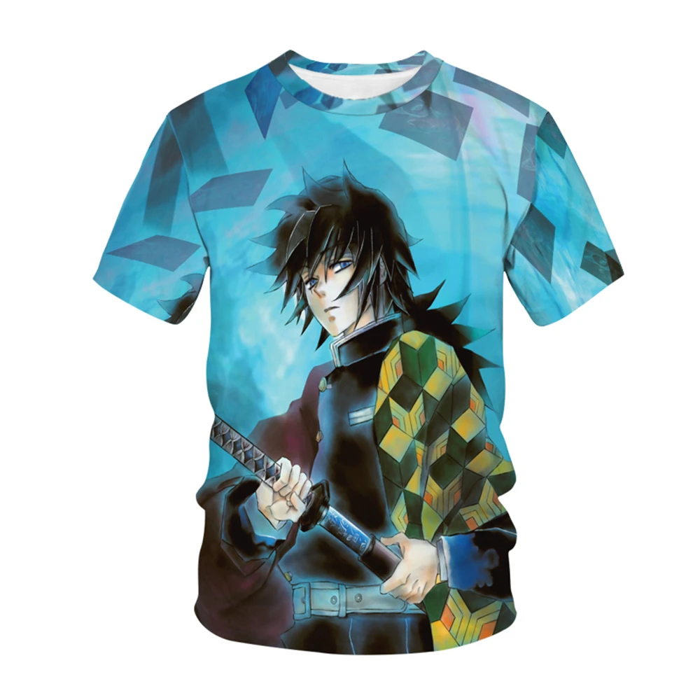 

Новинка лета 2021, футболка с 3D принтом аниме рассекающий демонов, Мужская футболка с коротким принтом в стиле хип-хоп, Повседневная футболка ...