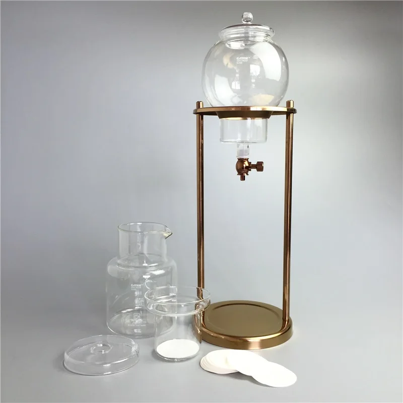 Gold 1000ml 600 мл, 1000 мл, капельная Кофеварка для холодного заваривания, многоразовые стеклянные фильтры, инструменты для эспрессо, капельница, кофейник, ледяная вода, капельная Кофеварка - Color: Gold 1000ml
