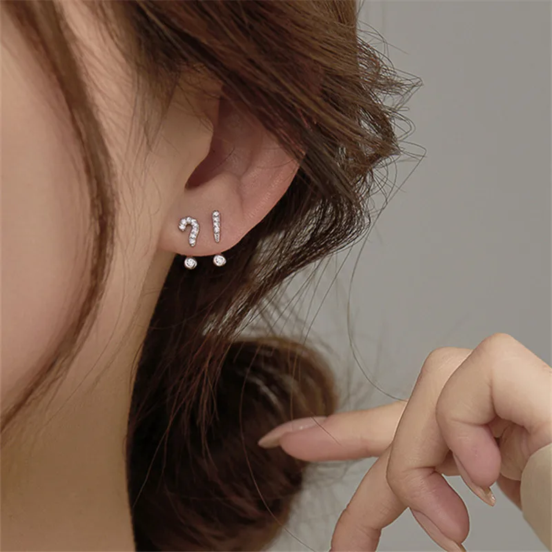 

925 Sterling Silver Crystal Geometric Piercing Stud Earrings For Women Party Elegant Jewelry Prevent Allergy eh1144