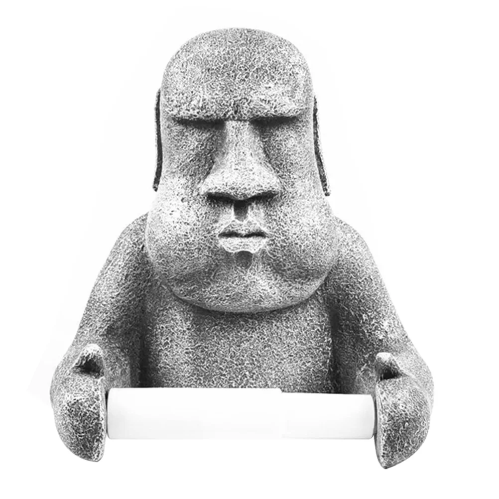 

1pc Roll Paper Rack Easter Island Moai Design Wall Mounted Rack