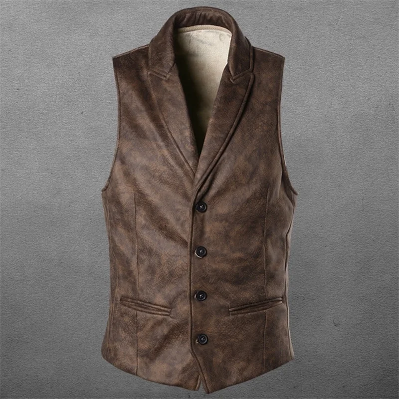 

2021 new men's casual British style suede single breasted Vest Jacket