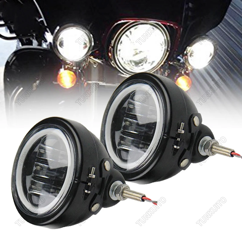 

1 Pair Black Chrome 4 1/2" 4.5 Inch LED Auxiliary Spot Fog Passing Light Lamp with Housing Ring Mount Bracket Day Light
