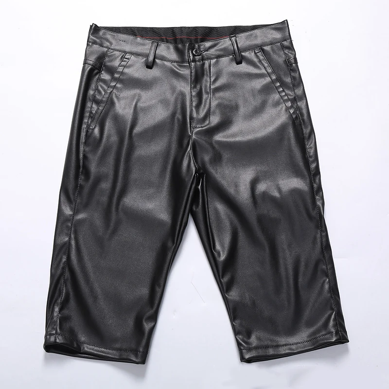 

IEFB Summer New PU Leather Casual Shorts Waterproof Knee Length Pants For Men 2021 Streetwear Fashion Clothing 9Y6201