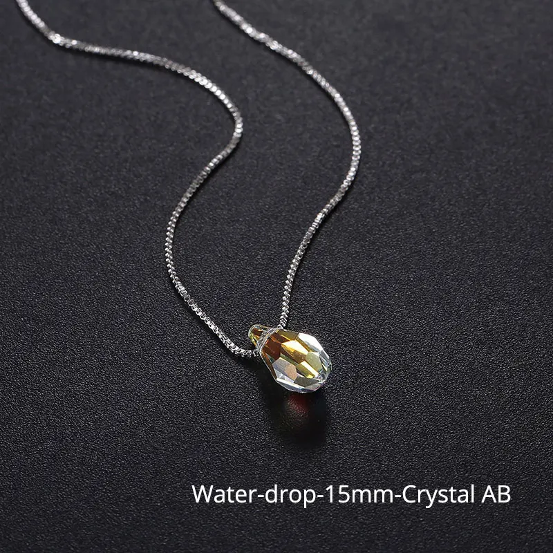 Water-drop AB-15mm Украшенные кристаллами подвеска Сваровски ожерелья красочные бусины для женщин Свадебные офисные ювелирные изделия простая Мода - Окраска металла: Water-drop AB-15mm