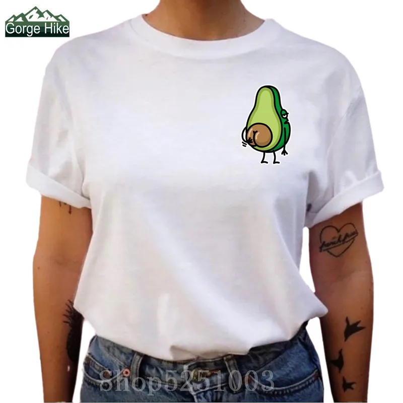 Женская футболка с круглым вырезом коротким рукавом и принтом авокадо|Футболки| |