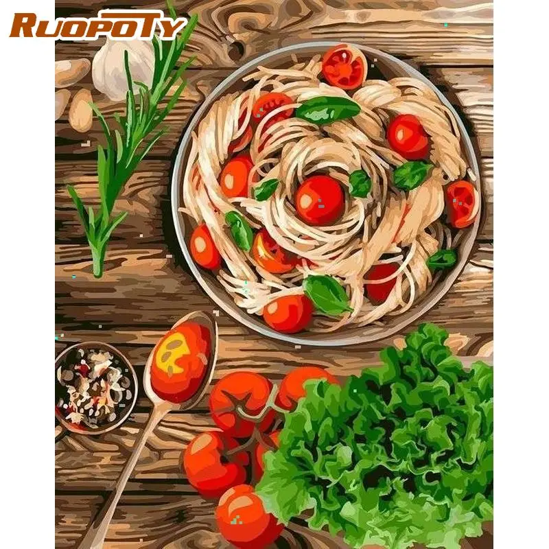 

RUOPOTY Frame Picture Diy Painting By Numbers Kits Acrylic Wall Art Picture Fruits Handpainted Coloring By Numbers For Diy Gift