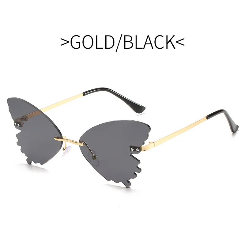 

2021Butterfly Frameless Personality Sunglasses Ladies Luxury Fashion Oversized Steampunk Sunglasses Retro Glasses UV400