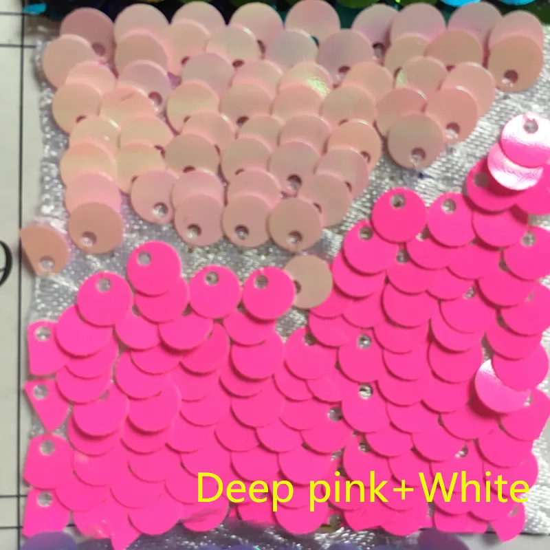 Deep pink white 130 см x 50 см Реверсивный Русалка рыбья чешуя блесток ткань зеленый/розовое золото блесток ткань с пайетками для платьев/бикини/наволочки - Цвет: Deep pink white