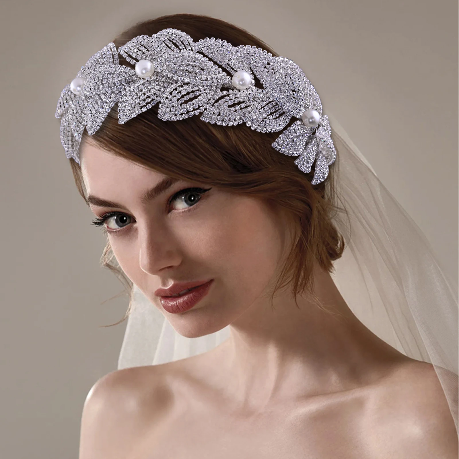 

Wedding Hair Accessories Rhinestone Bridal Flower Headband Bridal Tiaras&Crown Bridal Hair Jewelry Tiara Bride Crystal Headpiece
