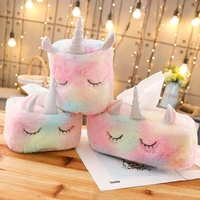fashion cute unicorn plush tissue box durable home car hotel home sofa paper tissue holder napkin case pouch kids toys gifts