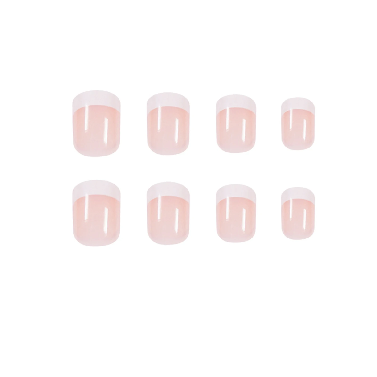 

24pcs French Simple White Wear Short Paragraph Fashion Manicure Patch False Nails Save Time Wearable Nail Patch